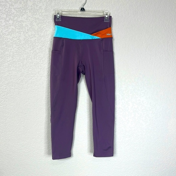 Marmot 7/8 Leggings Purple Blue Orange Size Small - Picture 1 of 11